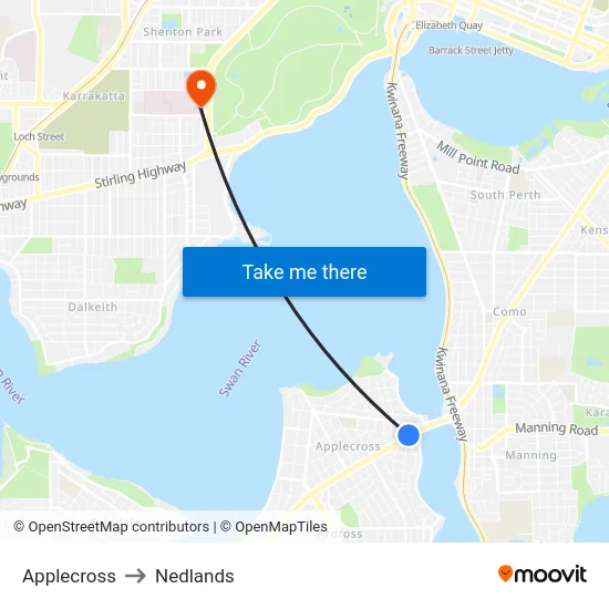 Applecross to Nedlands map