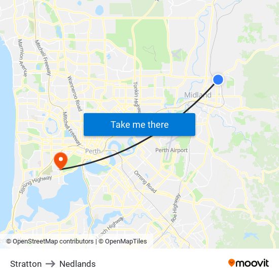 Stratton to Nedlands map