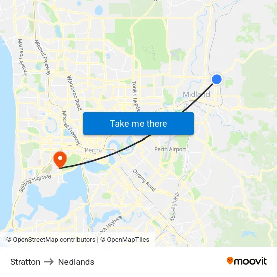 Stratton to Nedlands map