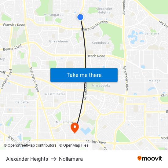 Alexander Heights to Nollamara map