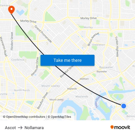 Ascot to Nollamara map