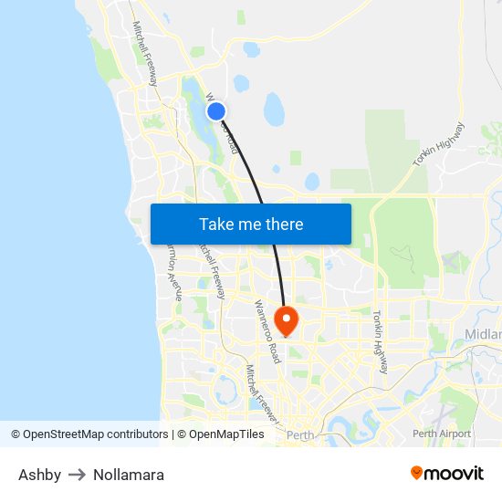 Ashby to Nollamara map