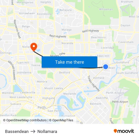 Bassendean to Nollamara map