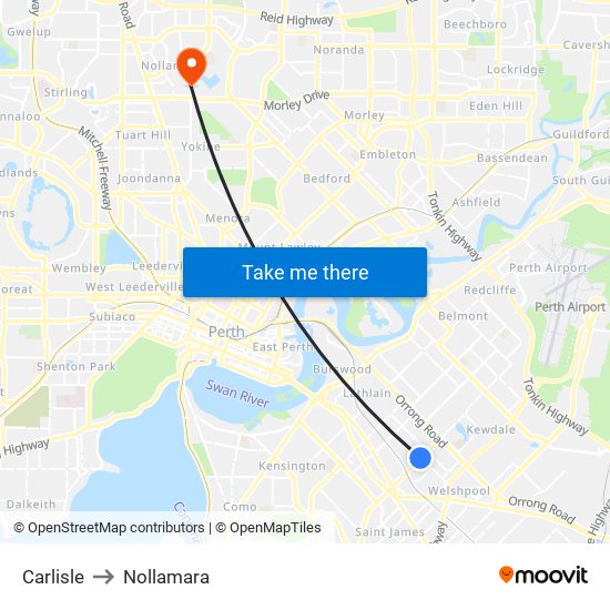 Carlisle to Nollamara map