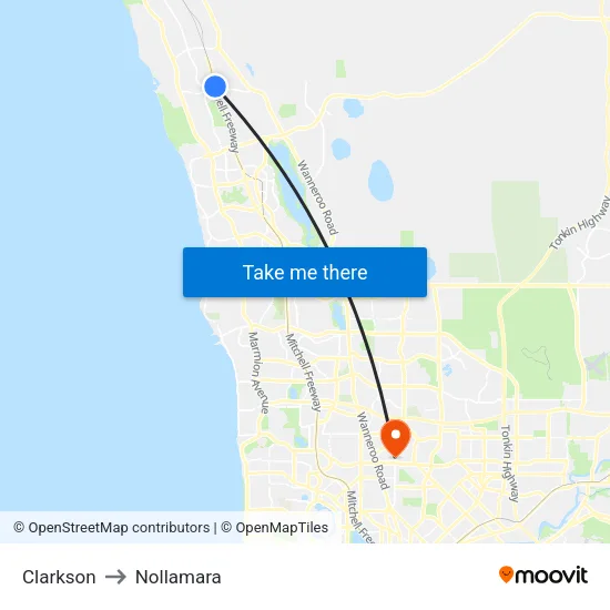 Clarkson to Nollamara map