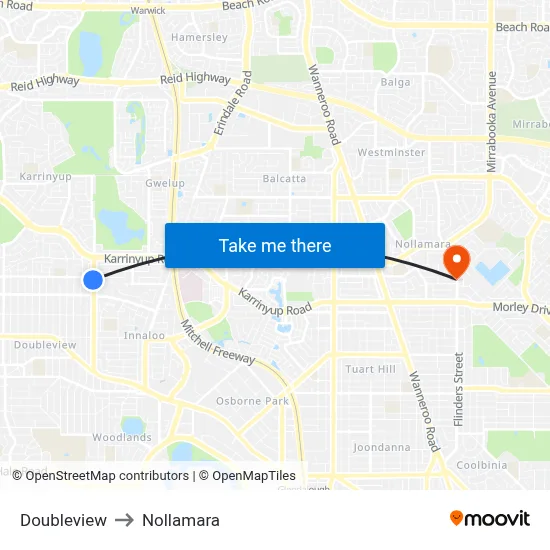 Doubleview to Nollamara map