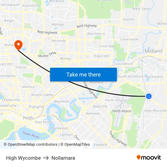 High Wycombe to Nollamara map