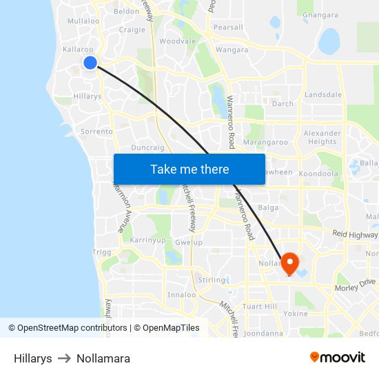 Hillarys to Nollamara map