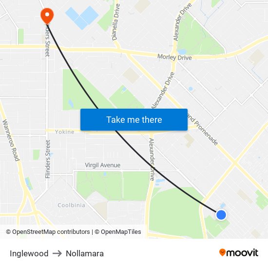 Inglewood to Nollamara map