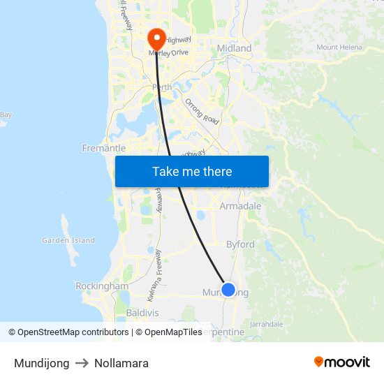 Mundijong to Nollamara map