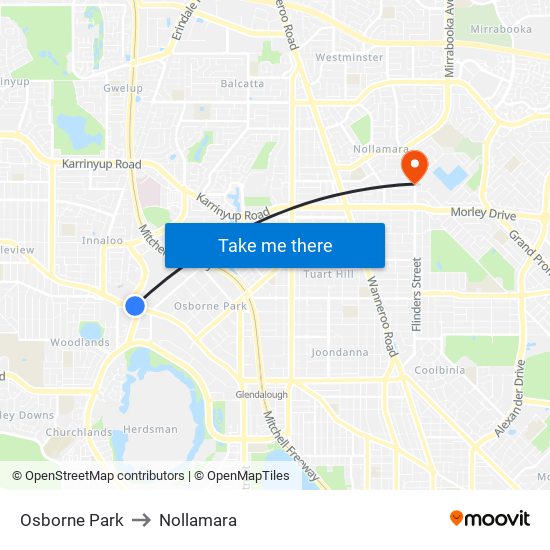 Osborne Park to Nollamara map