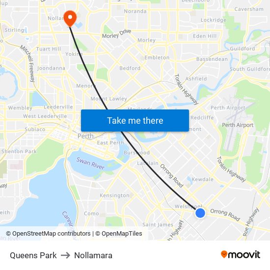 Queens Park to Nollamara map