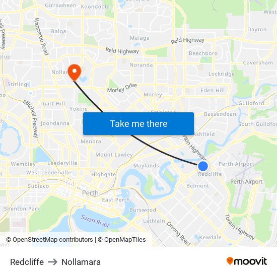 Redcliffe to Nollamara map