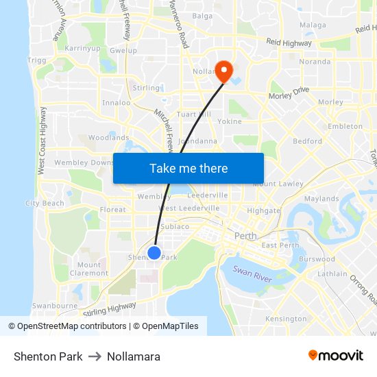 Shenton Park to Nollamara map