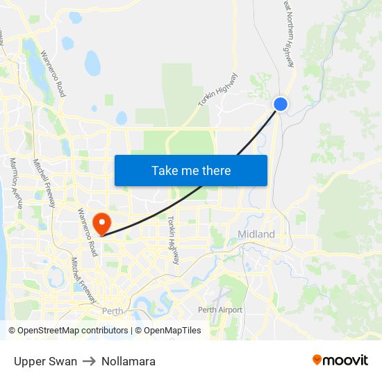 Upper Swan to Nollamara map