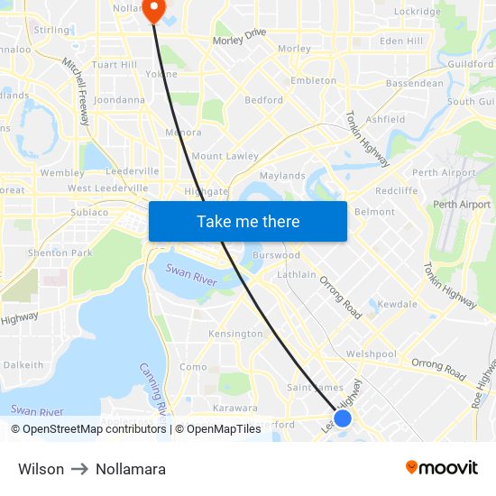 Wilson to Nollamara map