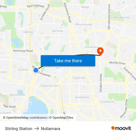 Stirling Station to Nollamara map