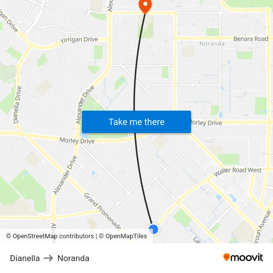 Dianella to Noranda map