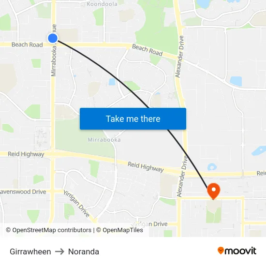 Girrawheen to Noranda map