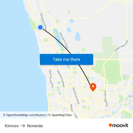 Kinross to Noranda map