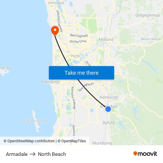 Armadale to North Beach map