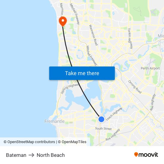 Bateman to North Beach map