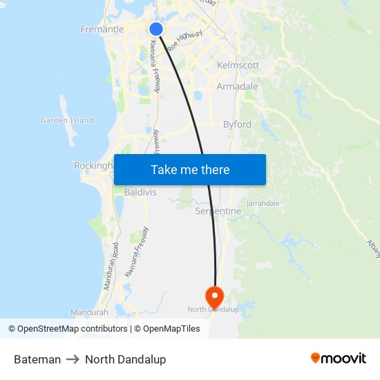 Bateman to North Dandalup map