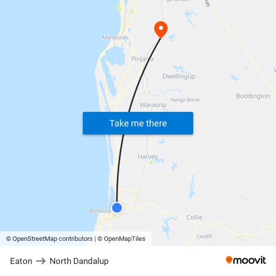 Eaton to North Dandalup map