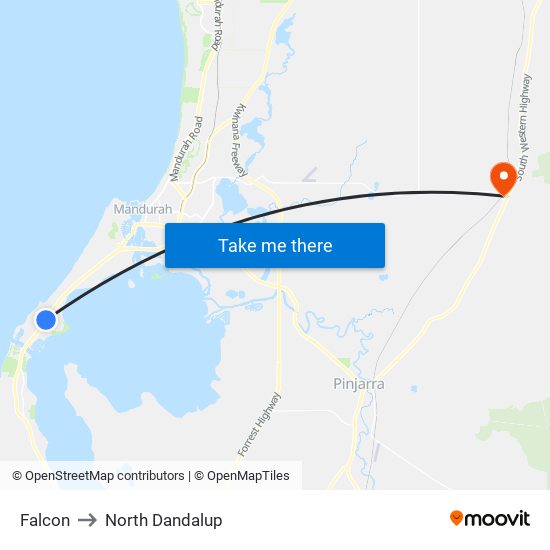 Falcon to North Dandalup map