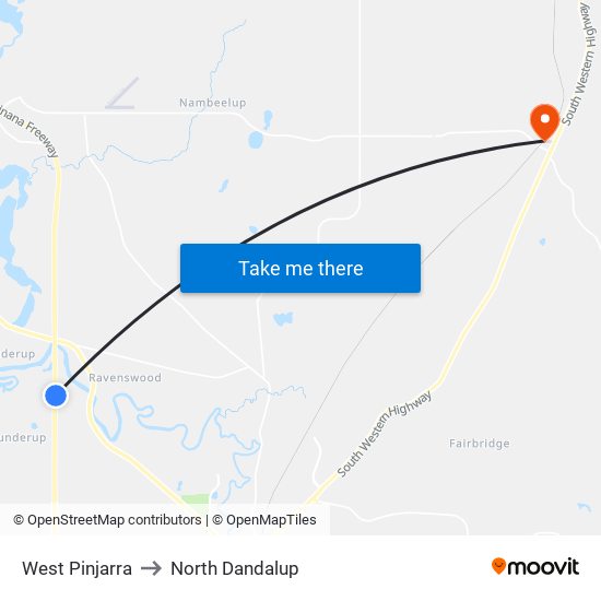 West Pinjarra to North Dandalup map