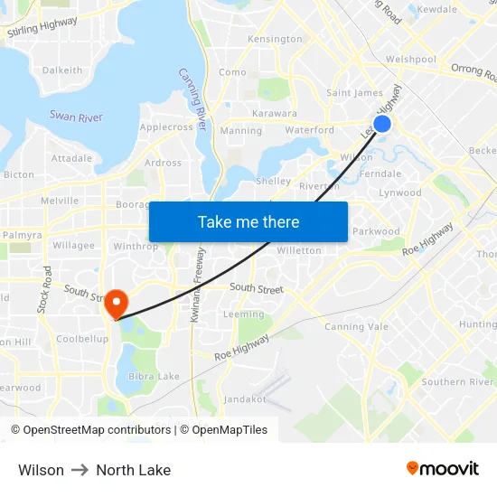 Wilson to North Lake map