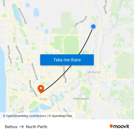Belhus to North Perth map