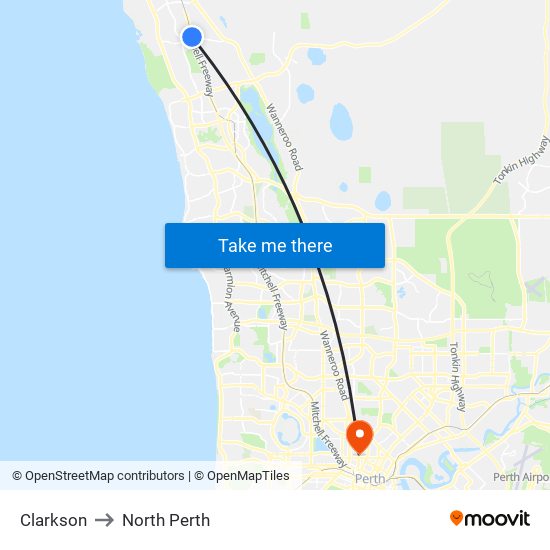 Clarkson to North Perth map