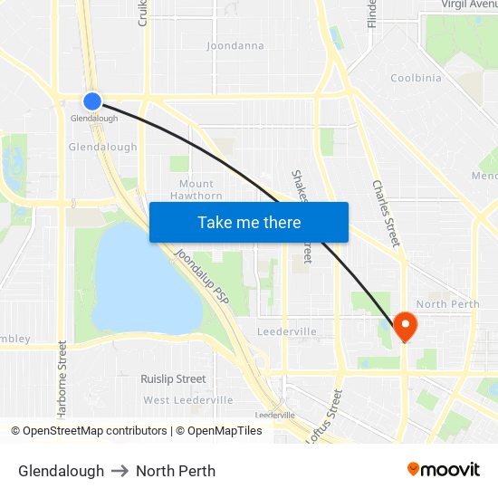 Glendalough to North Perth map