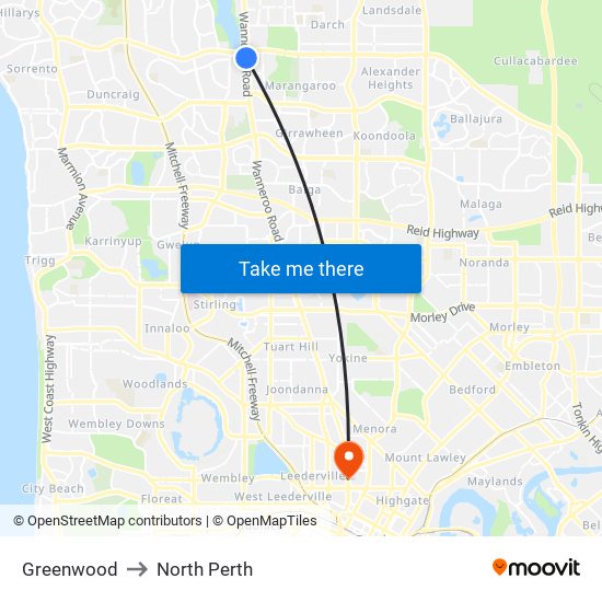 Greenwood to North Perth map