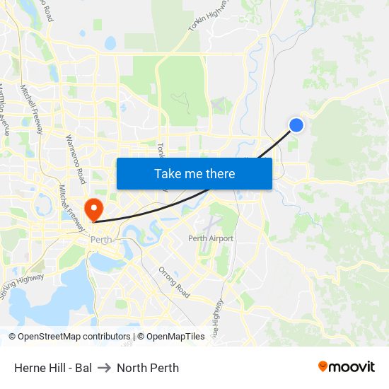 Herne Hill - Bal to North Perth map