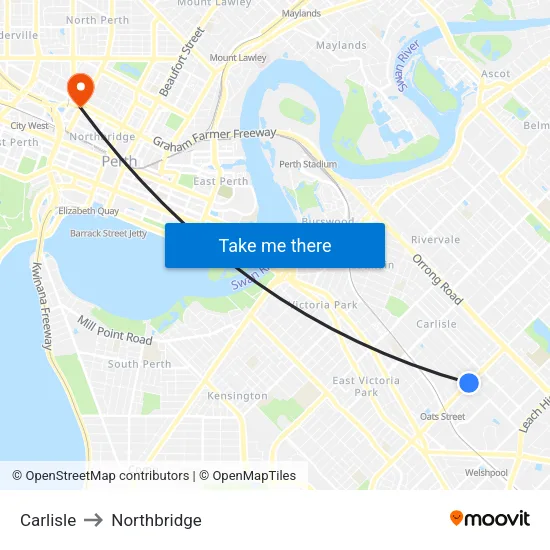 Carlisle to Northbridge map