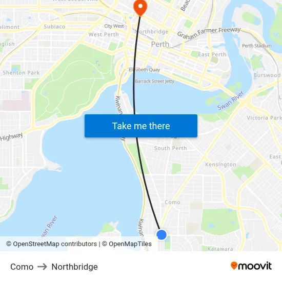 Como to Northbridge map