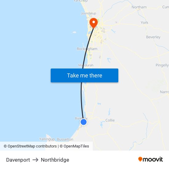 Davenport to Northbridge map