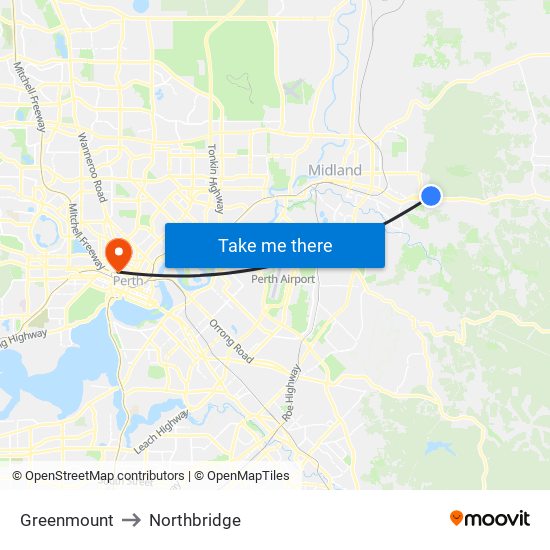 Greenmount to Northbridge map