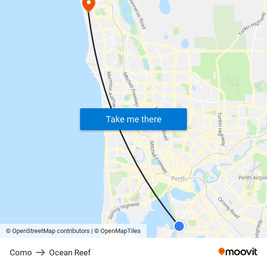 Como to Ocean Reef map