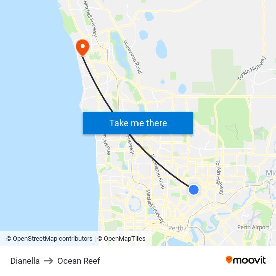 Dianella to Ocean Reef map