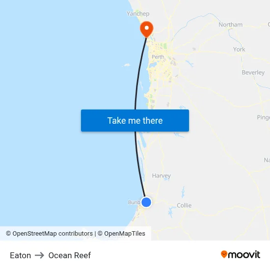 Eaton to Ocean Reef map