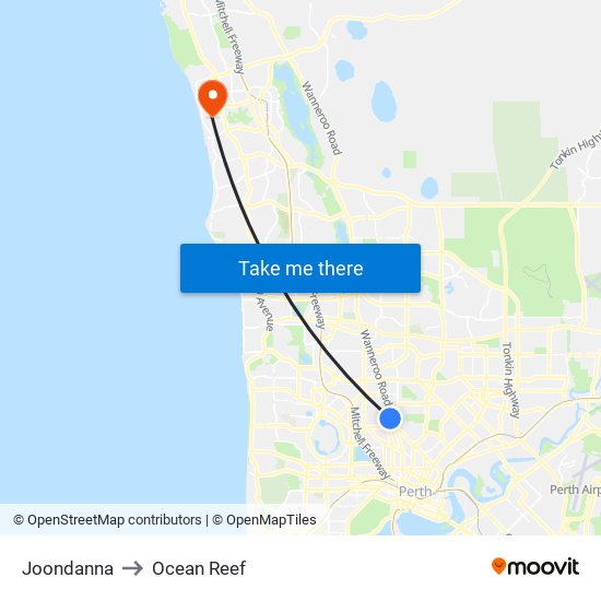 Joondanna to Ocean Reef map