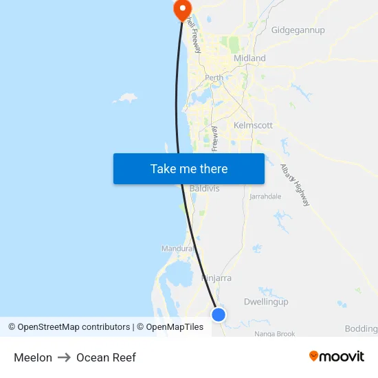 Meelon to Ocean Reef map