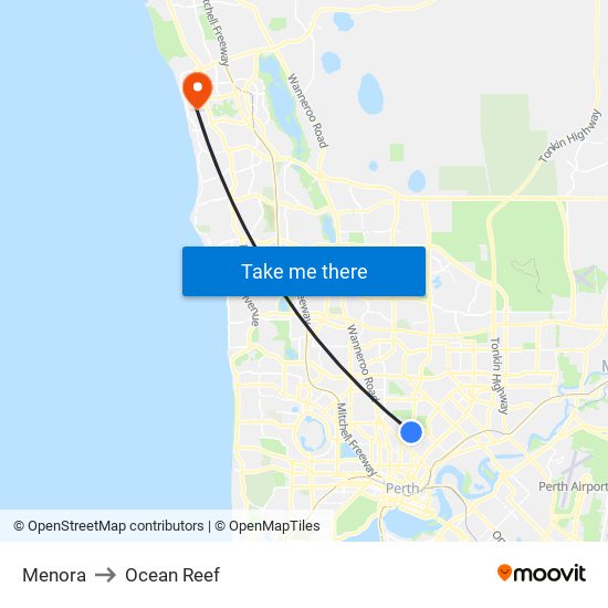 Menora to Ocean Reef map