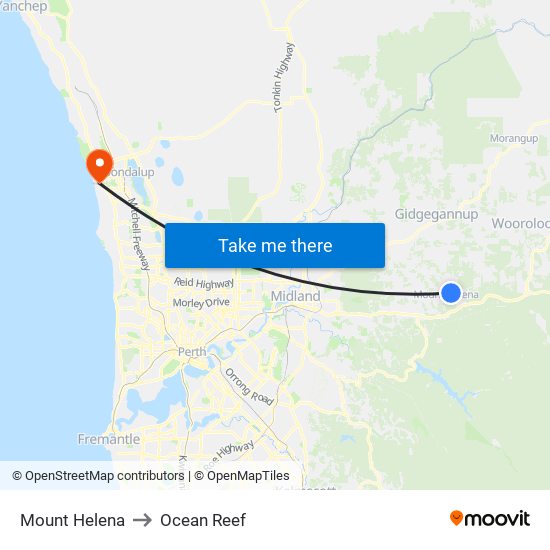 Mount Helena to Ocean Reef map