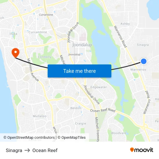 Sinagra to Ocean Reef map
