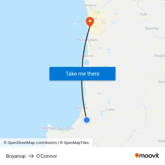 Boyanup to O'Connor map