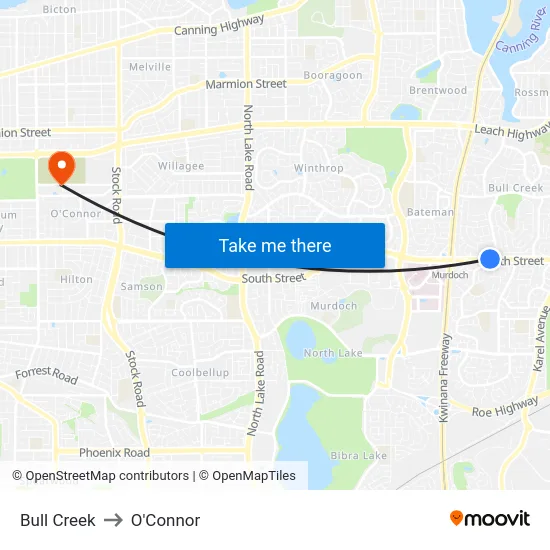 Bull Creek to O'Connor map